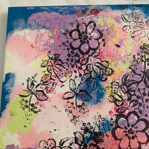 Abstract Floral Canvas Painting Original Acrylic - Picture 4 of 11